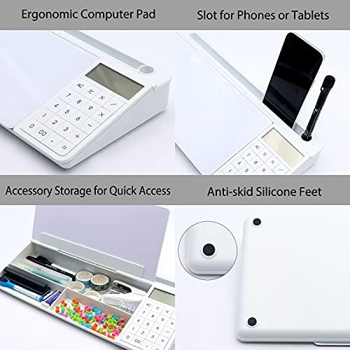 TOWON Glass Desk Whiteboard with Calculator 18x6 in, Desk Organizer, White - Image 3