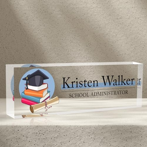 Name Plate for Desk-Personalized Name Plates for Desk-Name Plate Personalized for Office-Gifts for Teacher Boss Employee Appreciation Office Desk Decor (teacher5) by AZUFEMOS