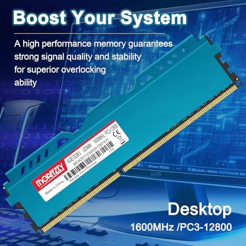 8GB(2x4GB) DDR3 RAM 1600MHz PC3-12800 CL11 Desktop Computer Memory, 240-Pin 1.5V 2Rx8 Dual Rank Non-ECC Unbuffered PC Computer RAM Stick Upgrade - Blue - Image 2