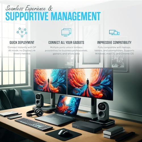 WD22TB4 Dell Thunderbolt 4 Dock 40Gbps USB-C/USB A - Dell Docking Station Dual Monitor with 180W, HDMI & DisplayPort Cable - Supports 4K Displays & Upto 3 Monitors (Renewed) - Image 5