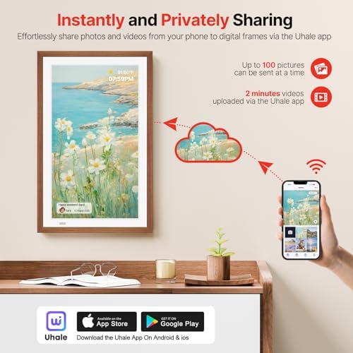 Uhale 21.5 Large Digital Picture Frame 64GB Photo Frame WiFi Remote Control - Image 2