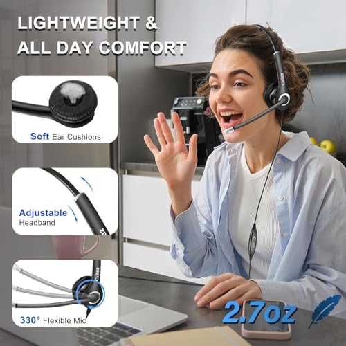 Callez Computer Headset, 3.5mm Cell Phone Headset with Mic Noise Cancelling - Image 6