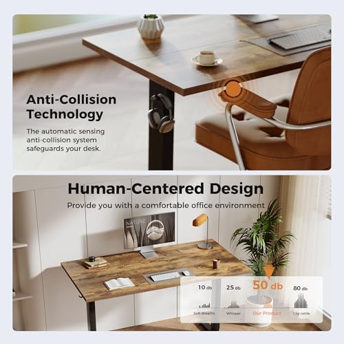 Agilestic 48*24 Inch Height Adjustable Electric Standing Desk, Rustic Brown - Image 5