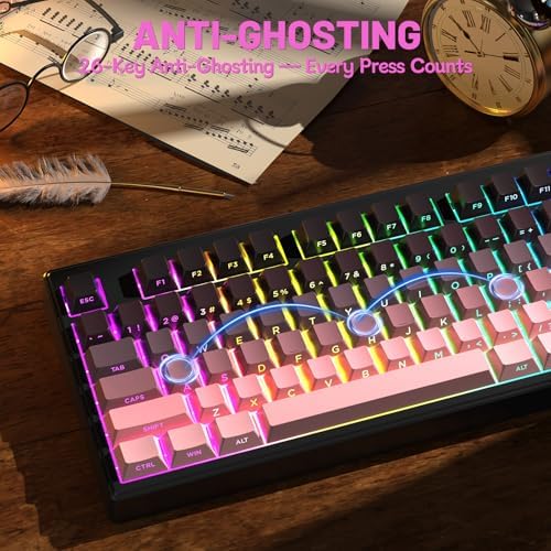 ZIYOU LANG M87V2 Wireless Gaming Keyboard, 80% TKL 87-Key Low Profile-Black - Image 4