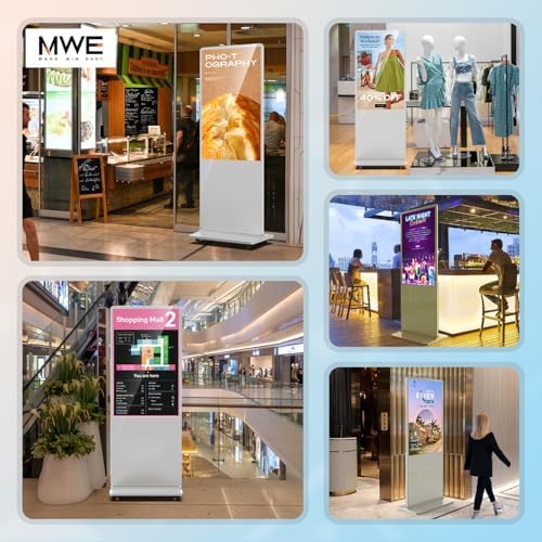 MWE 32 Inch Digital Signage Diplay Touchscreen Kiosk LCD Screen Indoor Floor Standing Advertising Display Poster Interactive Display Android System with Auto Media Player-White - Image 2