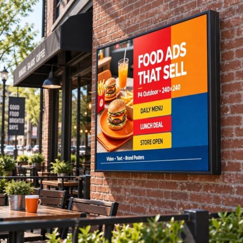 YWD P4 Outdoor Full‑Color LED Sign, 40" x 40" Digital Advertising Board, High‑Resolution Scrolling Display, USB & WiFi Control, Supports Custom Images & Video for Business Storefront - Image 3