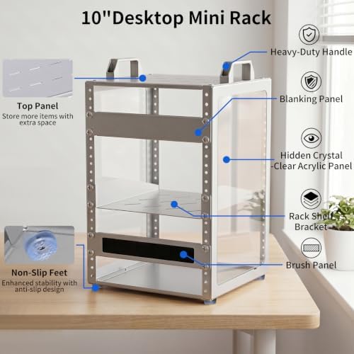 8U 10 Inch Network Rack, 9.45 Inch Deep Desktop Mini Stackable Server Rack - Image 3