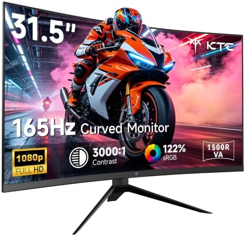KTC 32 Inch Curved Gaming Monitor, FHD 1080P 165Hz 1500R Monitor, H32S17C by KTC
