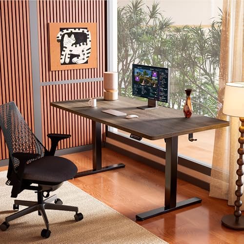 ErGear Height Adjustable Electric Standing Desk, 40 x 24 Inches Sit Stand up Desk, Memory Computer Home Office Desk, Dark Walnut - Image 2