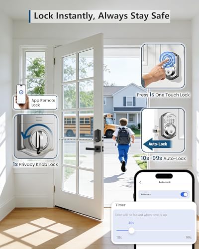 TEEHO TE011W WiFi Keypad Deadbolt, Smart Locks for Front Door, Satin Nickel - Image 6