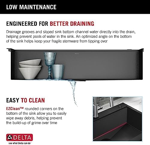 DELTA FAUCET Rivet 30 Inch Black Stainless Steel Retrofit Farmhouse Apron Front 16 Gauge Workstation Kitchen Sink/PVD Gunmetal Finish w/ Accessories for Top Mount Drop-In Installation,95D9031-T30S-GS - Image 3