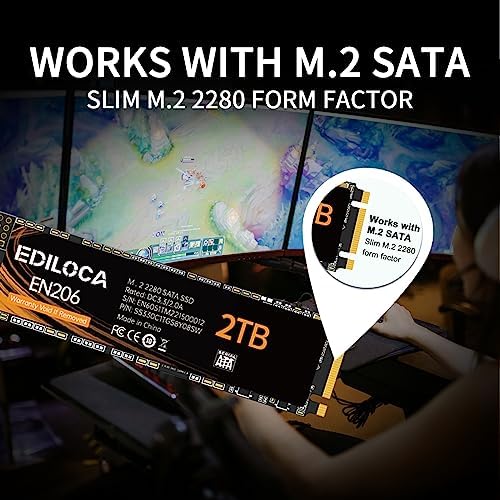 Ediloca EN206 2TB SSD M.2 SATA 3D NAND TLC, M.2 2280 SATA III 6Gb/s SSD Internal Hard Drive, Read/Write Speed up to 550/480 MB/s, Compatible with Ultrabooks, Tablet Computers and Mini PCs - Image 4