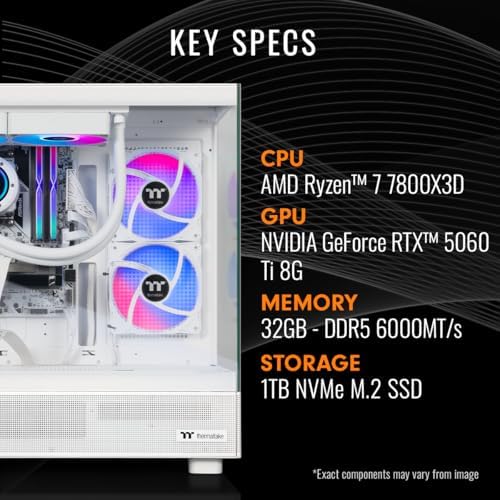 Thermaltake LCGS View 7860TS-270 Gaming Desktop (AMD Ryzen™ 7 7800X3D, ToughRam 32GB DDR5 6000MT/s RGB Memory, NVIDIA® GeForce RTX™ 5060 Ti 8G, 1TB NVMe M.2, WiFi, Windows 11) V27S-B85K-56T-LCS - Image 2