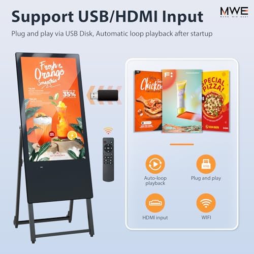 MWE 32 Inch Indoor Digital Signage Display Monitor, LCD Digital Kiosk, Advertising Display Poster, Android Kiosk with Auto Media Player, HDMI/USB (Plug-in use) - Image 5