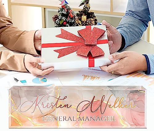 Custom Name Plate for Desk, Desk Name Plate Personalized, Office Decor for Women Men, Acrylic Desktop Accessories, Office Appreciation Gifts for Boss Social Workers Nurse Teacher Employee (Gold/Pink) - Image 5