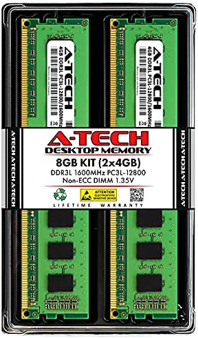 A-Tech 8GB Kit (2x4GB) RAM for Dell Inspiron 3250, 3650, 3655, 3656 Desktop | DDR3/DDR3L 1600MHz PC3L-12800 DIMM 1.35V 240-Pin Non-ECC UDIMM Memory Upgrade by A-TechComponents