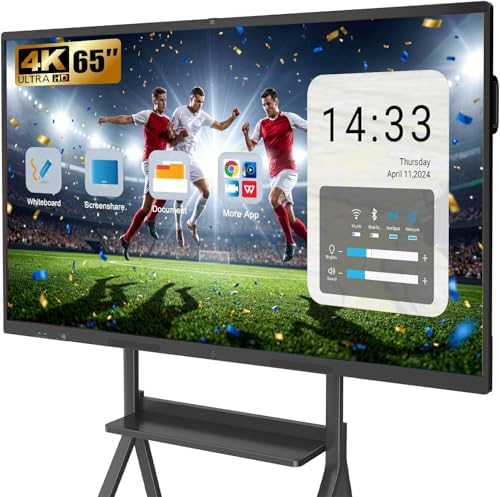 65″ Smart Board, 4K UHD Touchscreen Display Electronic White Board,Android 14 Built in Ultra High Definition Camera Open App Ecosystem, Interactive Whiteboard for for Business Office Classroom Home by Homepage
