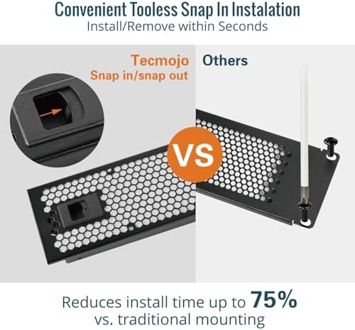 Tecmojo 2 Pack 2U Rack Perforated Blank Panel, Cold Rolled Steel Rack Panel, Rack Mount Plate for 19 in Server Rack Enclosure or Network Cabinet, Snap-in Type Mounting, Black - Image 4
