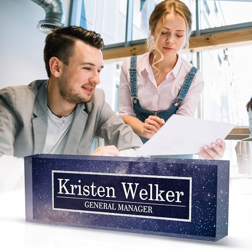 Personalized Name Plates for Office - Gifts for Teacher, Boss, Employee Appreciation - Office Desk Decor (Night Sky) - Image 6
