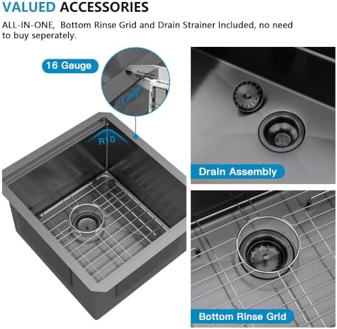 17"x19" Undermount Black Bar Prep Sink Workstation - Image 7