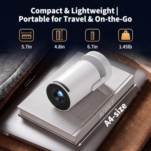 Mini Projector with WiFi and Bluetooth, Portable Projector Support 5w Soundbase Speaker, 170 ANSI, Auto Vertical Keystone, 180° Rotation Smart Projector Proyector for Home Bedroom Outdoor, HY300 Ultra - Image 6