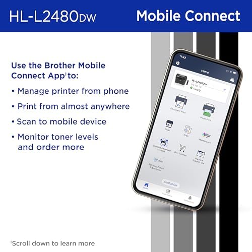 Brother HL-L2480DW Wireless Compact Mobile Monochrome Multi-Function Laser Printer with Copy, Scan, Duplex, Black & White Output | Includes Refresh Subscription Trial(1), (Renewed Premium) - Image 5