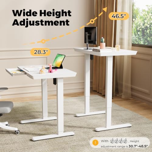 32" Electric Standing Desk with Drawer, Rolling Laptop Desk - Image 4