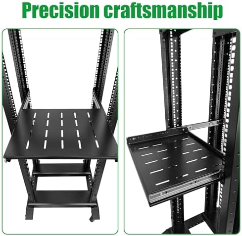 GlobalRack 1U Sliding Shelf,14.75-26" Adjustable, Double-Sided, Soft-Close - Image 4