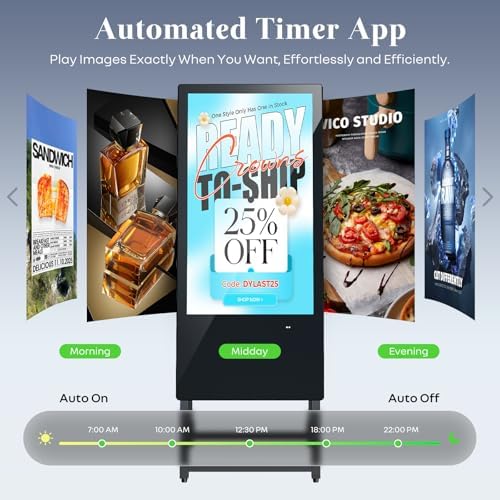 32 Inch Digital Signage Display, Screen LCD Advertising Kiosk, Portable Floor Standing Auto Ad Player Android OS App-Based Control with USB/HDMI/WiFi - Image 6