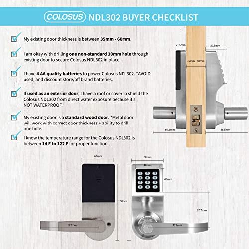 Keyless Entry Door Lock with Keypad, RFID Key Fobs, Remote Control & Keys, Electronic Smart Lock for Home, Office, Airbnb Rental & Commercial Doors, Satin Nickel - Image 5