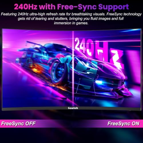 Gawfolk 32 Inch 4K 240Hz Curved Gaming Monitor, UHD 3840 x 2160, 1500R - Image 3