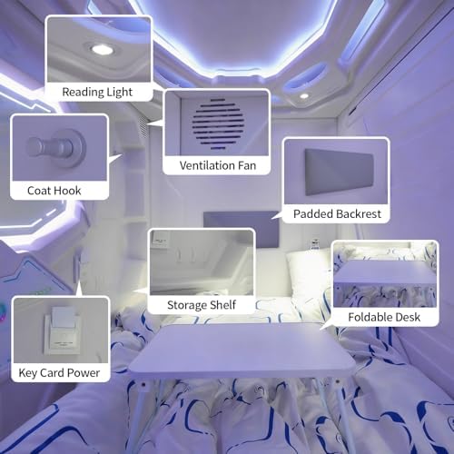 Office Rest Pod, Private Relaxation Cabin with Ventilation, Acoustic Privacy Booth for Focus and Rejuvenation, Portable Quiet Room with LED Ambient Lighting, Large Personal Workspace, W87” D50” H60” - Image 5