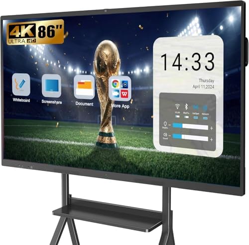 86″ Smart Board,4K UHD Touchscreen Display Electronic White Board,Android 14,Built in Ultra High Definition Camera Open App Ecosystem,Interactive Whiteboard for for Business Office Classroom Home by Homepage