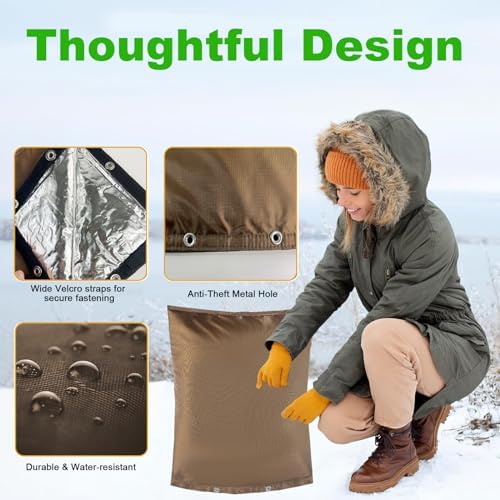 Backflow Preventer Insulated Cover (5˚F) Thick 6-Layer Fabric Pipe Insulation Cover (UV Coated) Winter Freeze Protection,for Water Well Pump Covers and Sprinkler Valve Covers (16" W X 20" H) - Image 3