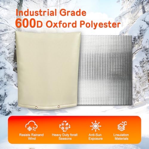 Backflow Preventer Cover 16" Wx20 H -5°F Freeze Protection, 5-Layer Insulated Waterproof Sprinkler Valve Pouch, UV Resistant Winter Cover for Irrigation System - Image 2