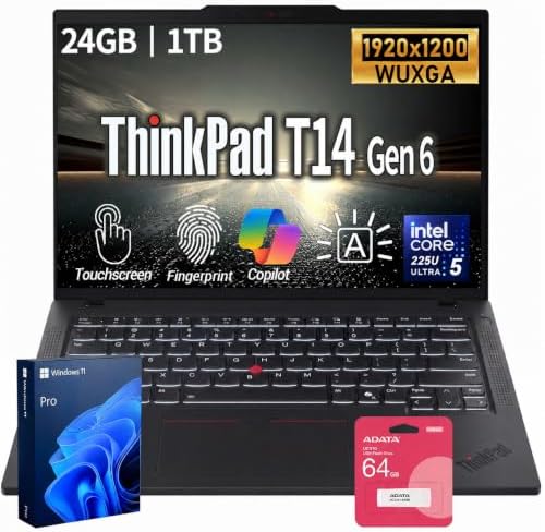 Lenovo ThinkPad T14 FHD+ Touch Business AI Laptop, Intel Core Ultra 5 225U by LENOVO