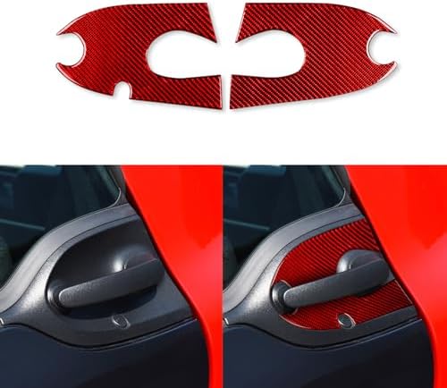 Real Soft Red Carbon Fiber Car Outer Door Bowl Panel Decorative Cover Trim Sticker Auto Exterior Decoration Accessories Compatible with Benz Smart 2016 2017 2018 2019 2020 2021 by PJFUS