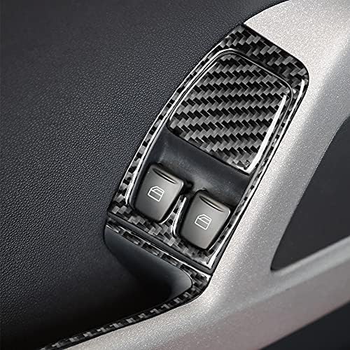 Real Black Carbon Fiber Car Window Lift Switch Control Panel Decoration Trim Sticker Compatible with Benz Smart Fortwo 2011 2012 2013 2014 2015 Auto Interior Accessories 5pcs-Type B - Image 3
