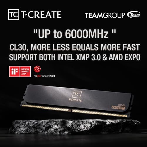 TEAMGROUP T-Create Expert CL30 Overclocking 10L DDR5 32GB Kit (2 x 16GB) 6000MHz (PC5-48000) Intel XMP 3.0 & AMD EXPO Compatible Desktop Memory Module Ram White - CTCWD532G6000HC30DC01 - Image 3
