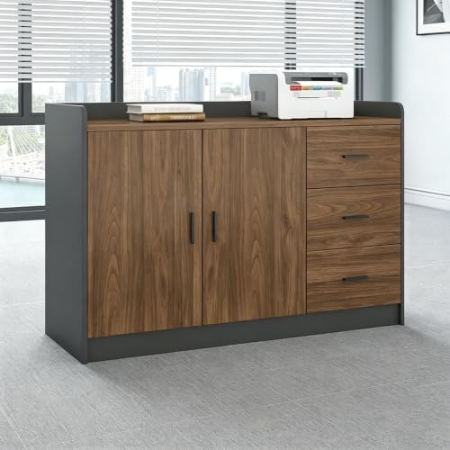 Office Printer Stand Cabinet with Storage, Multi-Function Office Side Cabinet for Copier, Tea Station & Supplies, Large Capacity Storage Cabinet with Soft Close Doors Workstation Furniture，C by Unknown