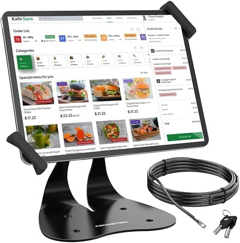 AboveTEK Anti-Theft iPad Kiosk Stand, 360° Swivel POS Tablet Mount with Security Cable & Key, Fits 7–13-inch iPad & Samsung Galaxy Tab, Perfect for Retail & Business by AboveTEK