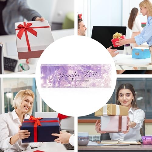 Personalized Name Plates for Office - Gifts for Teacher, Boss, Employee Appreciation - Office Desk Decor (Fancy Purple) - Image 4