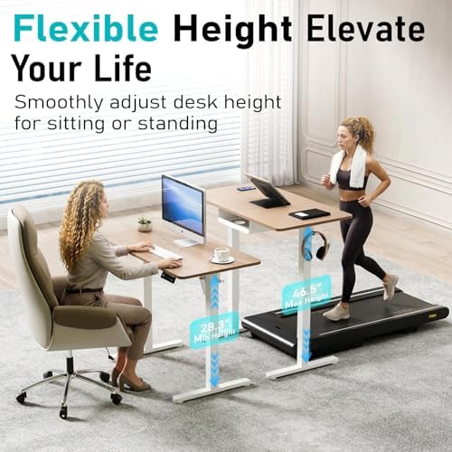 Electric Standing Desk, 40" x 24" Small Sit Stand Desk, Light Walnut - Image 4