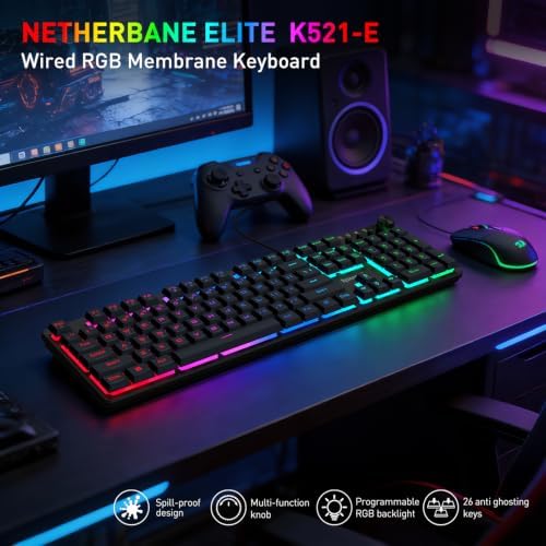 Redragon K521-E Gaming Keyboard with Knob, RGB 104 Keys Wired Keyboard - Image 2