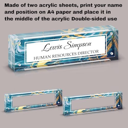 Desk Name Plate Personalized, Desk Double sided pattern Name Plate Personalized Office Desk Decor for Women and Men , Teacher Nurse Boss Employee Appreciation Gifts (Green marble, fixed pattern) - Image 3