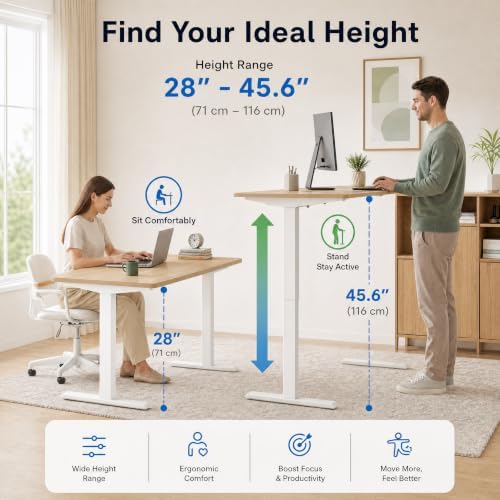 Grandder 63x32 Electric Standing Desk, Curved Oak Desktop - Image 6