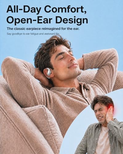 Wireless Headset Wireless Headphones Handsfree Call Wireless Earpiece Noise Cancellation Earbud Earphones Mic Compatible with Cell Phones Car Driver Trucker Business Office (Warm White with box) - Image 3