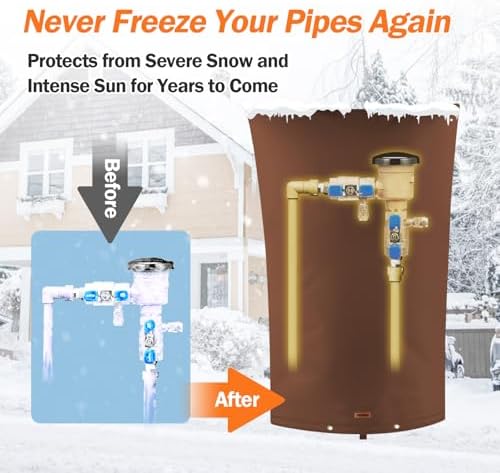 TOHONFOO Backflow Preventer Cover, Pipe Freeze Insulation, 22"Wx34"H, Brown - Image 3