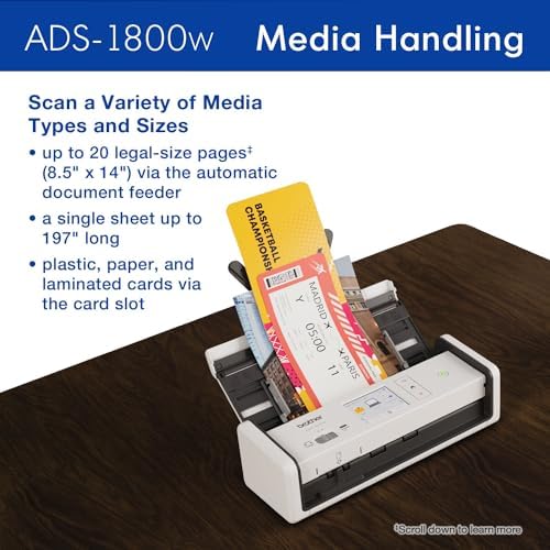 Brother ADS-1800W Wireless Compact Desktop Scanner | Scan Speeds of Up to 30ppm | 2.8" Color Touchscreen - Image 5