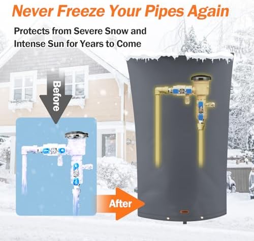 TOHONFOO Backflow Preventer Cover, Pipe Freeze Insulation, 22" Wx34 H, Grey - Image 3